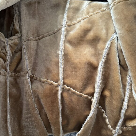 VTG Penny Lane Coat Sz XL Suede Leather Faux Fur Trim Y2K 70s Boho Patchwork - Picture 9 of 14